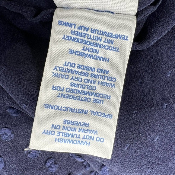 Boden Navy Textured Sheer Silk Blend Button Up Long Sleeve Blouse UK‎ 6 US 2 - Picture 8 of 8